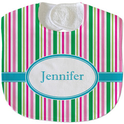 Grosgrain Stripe Velour Baby Bib w/ Name or Text