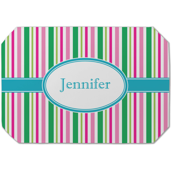 Custom Grosgrain Stripe Dining Table Mat - Octagon (Single-Sided) w/ Name or Text