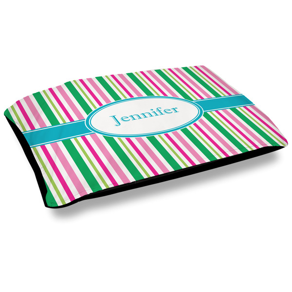 Custom Grosgrain Stripe Outdoor Dog Bed - Large (Personalized)