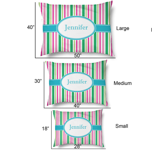 Grosgrain Stripe Outdoor Dog Beds - SIZE CHART