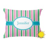 Grosgrain Stripe Outdoor Throw Pillow (Rectangular) (Personalized)