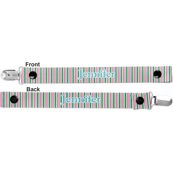 Grosgrain Stripe Pacifier Clip - Front and Back