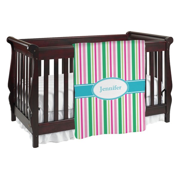 Custom Grosgrain Stripe Baby Blanket (Personalized)