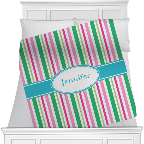 Custom Grosgrain Stripe Minky Blanket - 40"x30" - Single Sided w/ Name or Text