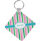 Grosgrain Stripe Diamond Plastic Keychain w/ Name or Text