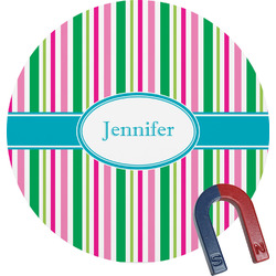 Grosgrain Stripe Round Fridge Magnet (Personalized)