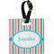 Grosgrain Stripe Plastic Luggage Tag - Square w/ Name or Text