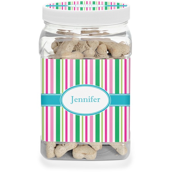Custom Grosgrain Stripe Dog Treat Jar (Personalized)