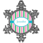 Grosgrain Stripe Vintage Snowflake Ornament (Personalized)