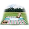 Grosgrain Stripe Picnic Blanket - with Basket Hat and Book - in Use
