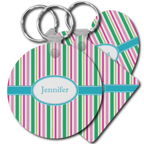 Custom Grosgrain Stripe Plastic Keychain (Personalized)