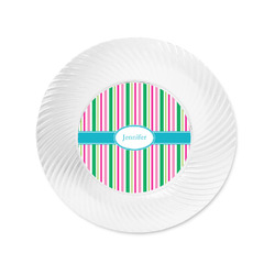 Grosgrain Stripe Plastic Party Appetizer & Dessert Plates - 6" (Personalized)
