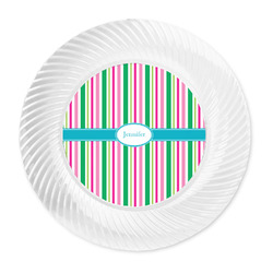Grosgrain Stripe Plastic Party Dinner Plates - 10" (Personalized)