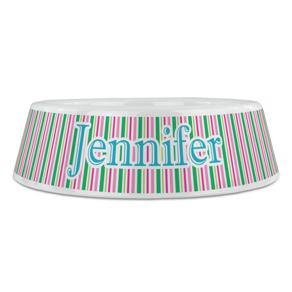 Grosgrain Stripe Plastic Pet Bowls - Large - FRONT