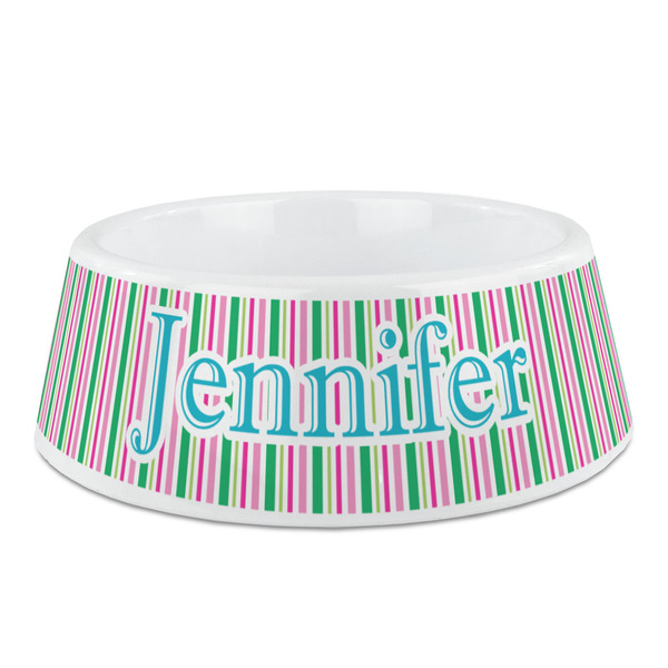Custom Grosgrain Stripe Plastic Dog Bowl (Personalized)