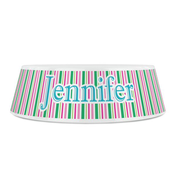 Grosgrain Stripe Plastic Pet Bowls - Small - FRONT