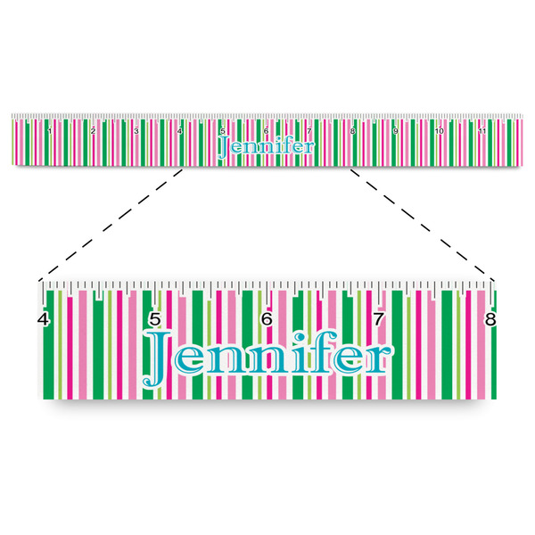 Custom Grosgrain Stripe Plastic Ruler - 12" (Personalized)