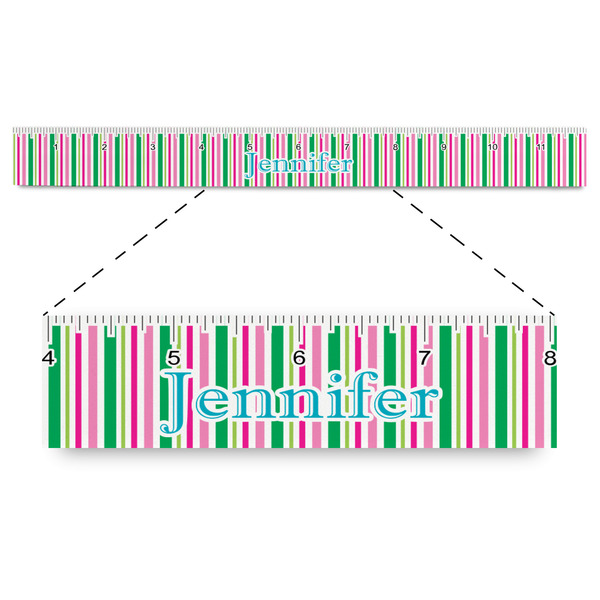 Custom Grosgrain Stripe Plastic Ruler - 12" (Personalized)