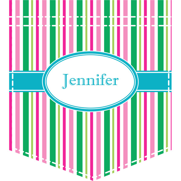 Custom Grosgrain Stripe Iron On Faux Pocket (Personalized)