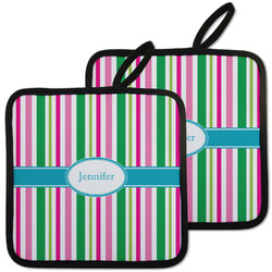 Grosgrain Stripe Pot Holders - Set of 2 w/ Name or Text
