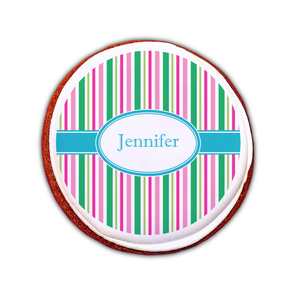 Grosgrain Stripe Printed Icing Circle - Small - On Cookie