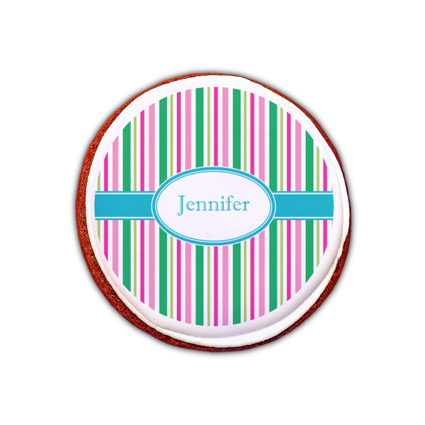 Grosgrain Stripe Printed Icing Circle - XSmall - On Cookie