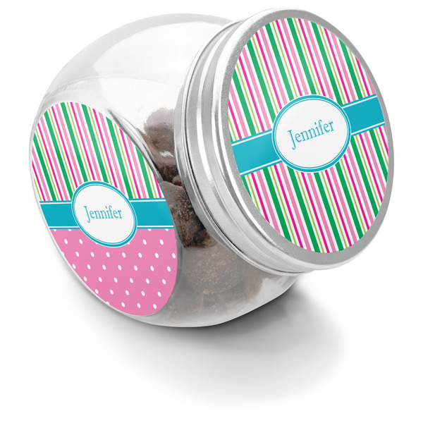 Custom Grosgrain Stripe Puppy Treat Jar (Personalized)