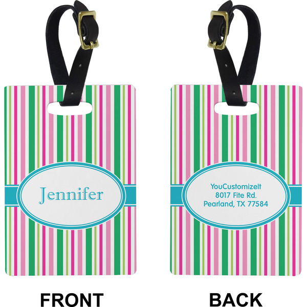 Grosgrain Stripe Rectangle Luggage Tag (Front + Back)