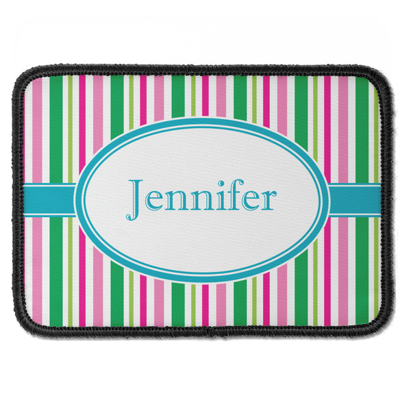 Custom Grosgrain Stripe Iron On Rectangle Patch w/ Name or Text