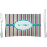 Grosgrain Stripe Rectangular Glass Lunch / Dinner Plate - Single or Set (Personalized)