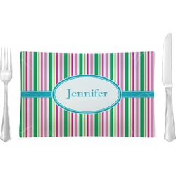 Grosgrain Stripe Rectangular Glass Lunch / Dinner Plate - Single or Set (Personalized)