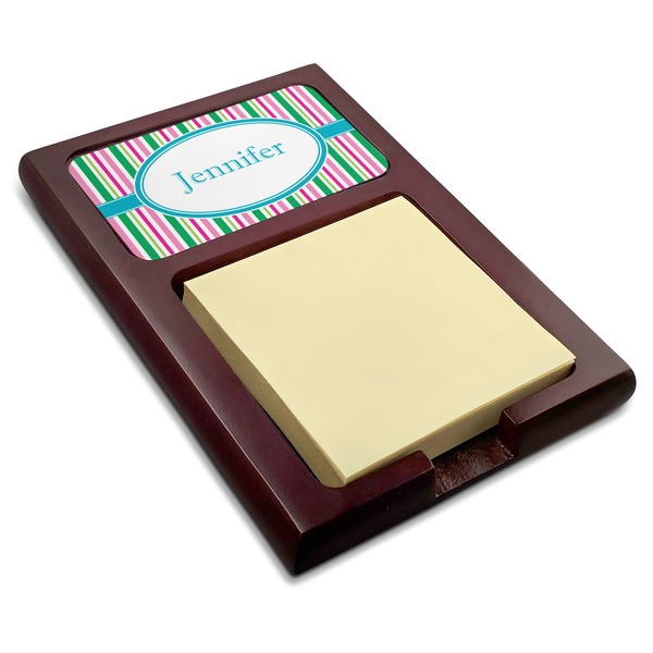 Custom Grosgrain Stripe Red Mahogany Sticky Note Holder (Personalized)