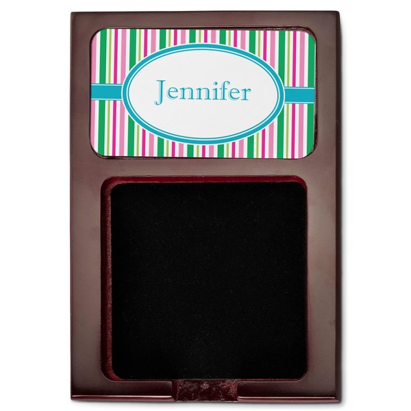 Grosgrain Stripe Red Mahogany Sticky Note Holder - Flat