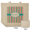Grosgrain Stripe Reusable Cotton Grocery Bag - Front & Back View