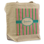Grosgrain Stripe Reusable Cotton Grocery Bag - Single (Personalized)