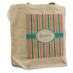 Grosgrain Stripe Reusable Cotton Grocery Bag (Personalized)