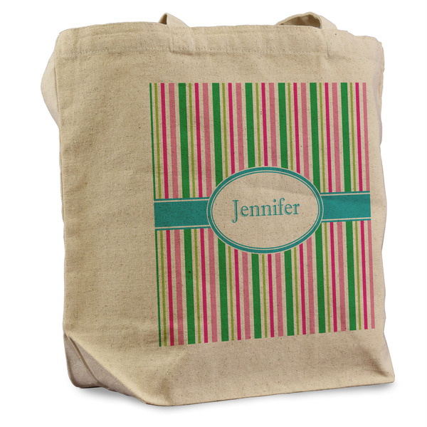 Custom Grosgrain Stripe Reusable Cotton Grocery Bag (Personalized)