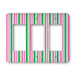 Grosgrain Stripe Rocker Style Light Switch Cover - Three Switch