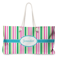 Grosgrain Stripe Large Tote Bag with Rope Handles (Personalized)
