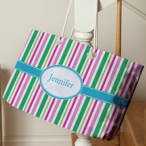 Grosgrain Stripe Large Rope Tote - Life Style