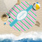 Grosgrain Stripe Round Beach Towel Lifestyle