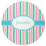 Grosgrain Stripe Round Rubber Backed Coaster (Personalized)