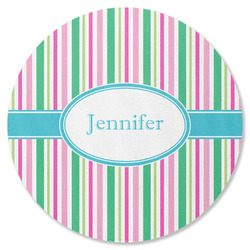 Grosgrain Stripe Round Rubber Backed Coaster (Personalized)