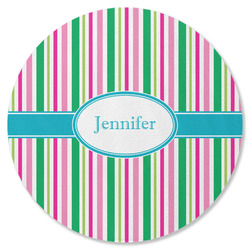 Grosgrain Stripe Round Rubber Backed Coaster (Personalized)