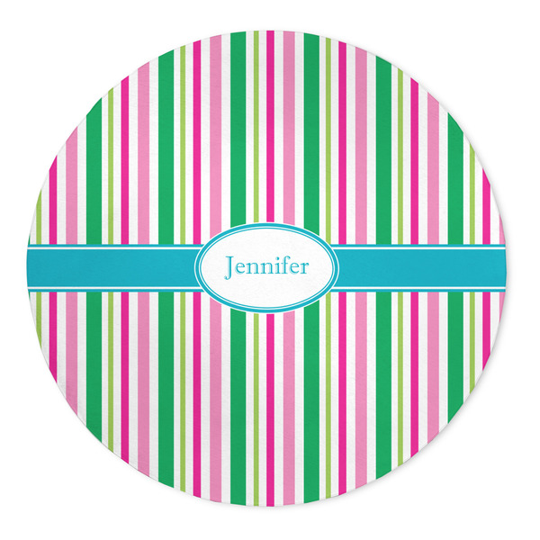 Custom Grosgrain Stripe 5' Round Indoor Area Rug (Personalized)
