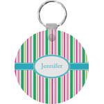 Grosgrain Stripe Round Plastic Keychain (Personalized)