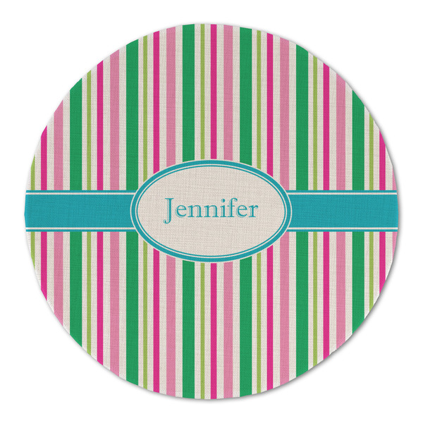 Grosgrain Stripe Round Linen Placemats - FRONT (Double Sided)