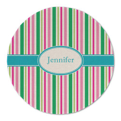 Grosgrain Stripe Round Linen Placemat - Single Sided (Personalized)