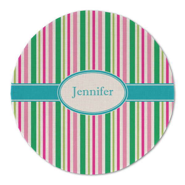 Custom Grosgrain Stripe Round Linen Placemat (Personalized)