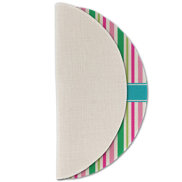 Grosgrain Stripe Round Linen Placemats - HALF FOLDED (single sided)